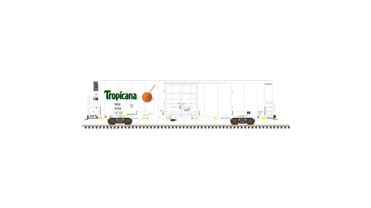 Tropicana Trinity 64' Reefer Car (4 Road Numbers)