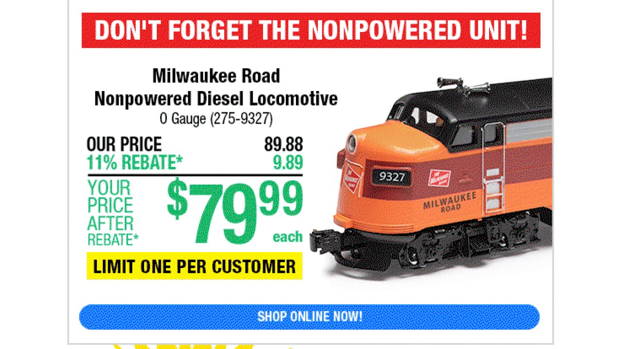 Milwaukee Road F7 Non-Powered